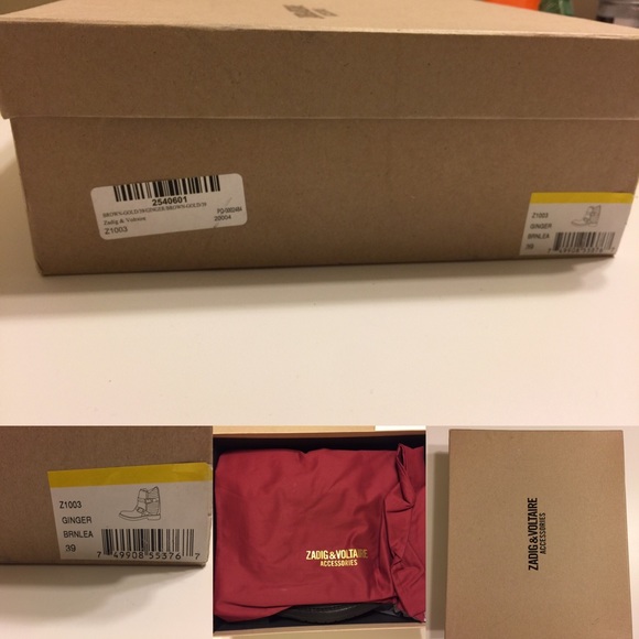 Zadig & Voltaire Moto Boots Ginger BRNLEA NIB NWT - Picture 3 of 8